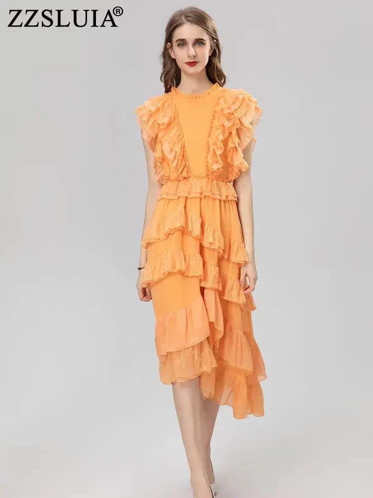 ZZSLUIA Elegant Dresses For Women Cascading Ruffles Designer Slim Irregular Dress Fashion Butterfly Sleeve Lace Midi Dresses
ZZSLUIA Elegant Dresses For Women Cascading Ruffles Designer Slim Irregular Dress Fashion Butterfly Sleeve Lace Midi Dresses