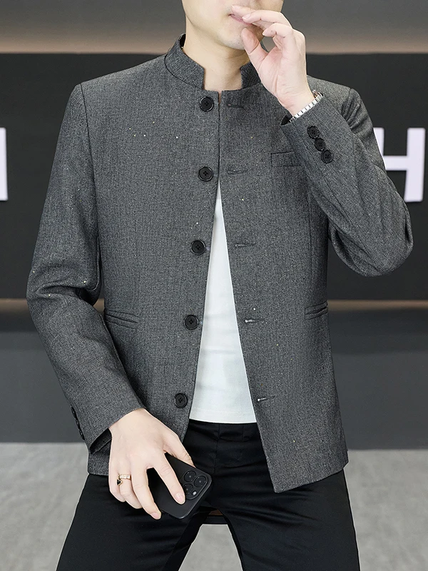 Новый мужской пиджак в китайском стиле, серый, на одной пуговице, для бизнеса и отдыха, приталенный, из полиэстера, молодежный, модный
Новый мужской пиджак в китайском стиле, серый, на одной пуговице, для бизнеса и отдыха, приталенный, из полиэстера, молодежный, модный