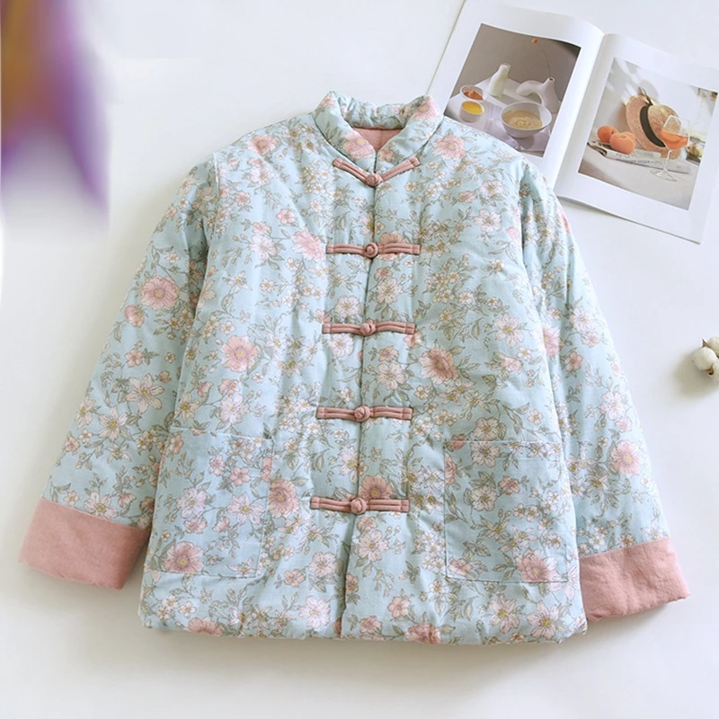 Women's Cotton Jacket Winter Jacket Thick Warm Chinese Retro Button Flower Print Outdoor Wear Cotton Padded Coat
Women's Cotton Jacket Winter Jacket Thick Warm Chinese Retro Button Flower Print Outdoor Wear Cotton Padded Coat