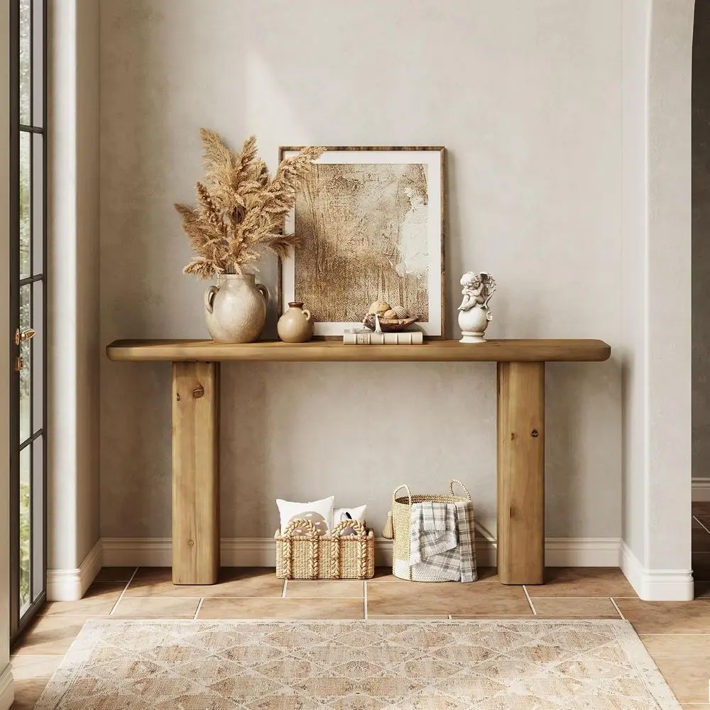 63 Rustic Brown Solid Wood Console Table for Living Room, Hallway, or Entryway with Easy Assembly
63 Rustic Brown Solid Wood Console Table for Living Room, Hallway, or Entryway with Easy Assembly