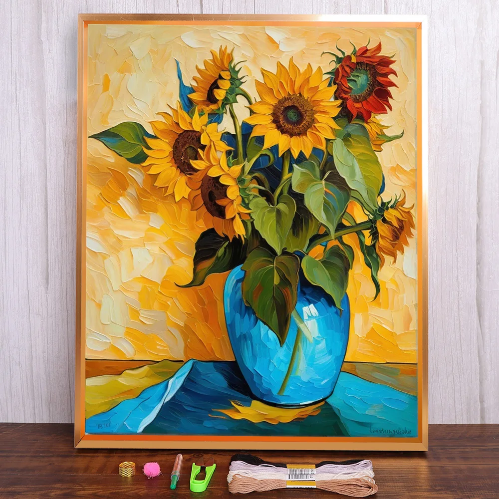 Still Life Sunflower Printed Canvas Cross-Stitch DIY Embroidery Patterns Handiwork Needlework Hobby Craft Mulina Magic Sales
Still Life Sunflower Printed Canvas Cross-Stitch DIY Embroidery Patterns Handiwork Needlework Hobby Craft Mulina Magic Sales