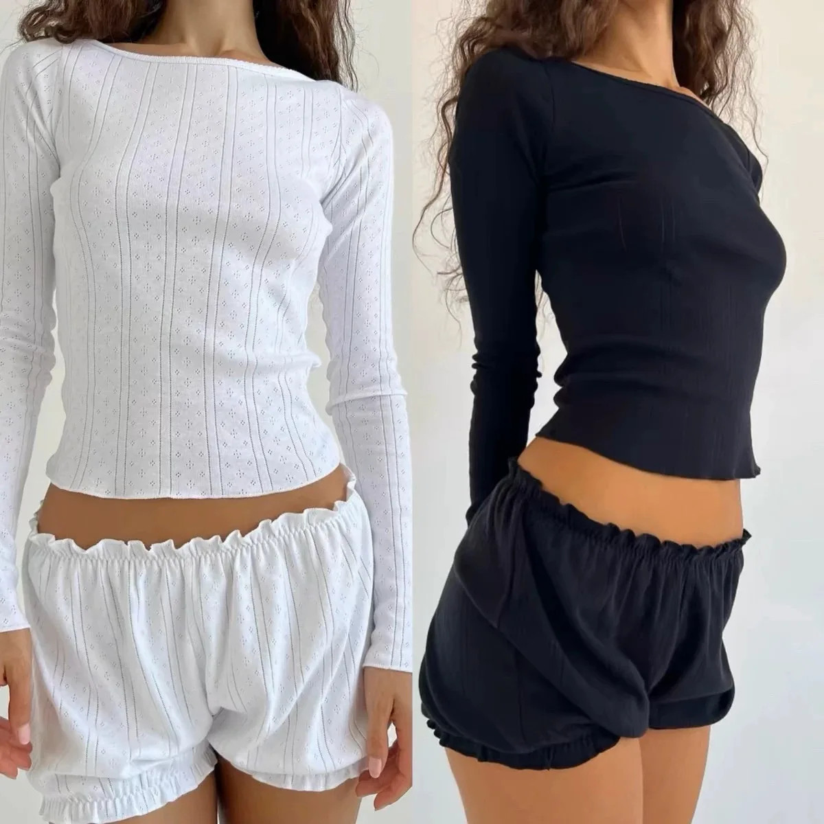 coucou white long sleeve T-shirt Bract shorts Homewear set organic cotton black and white comfort series
coucou white long sleeve T-shirt Bract shorts Homewear set organic cotton black and white comfort series