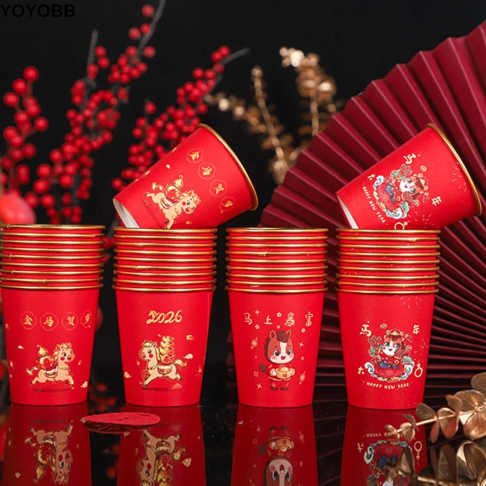 50pcs Horse Pattern 2026 Spring Festival Disposable Cup Anti-scalding Thickened Drinking Tea Cup Gold Foil Chinese Style
50pcs Horse Pattern 2026 Spring Festival Disposable Cup Anti-scalding Thickened Drinking Tea Cup Gold Foil Chinese Style