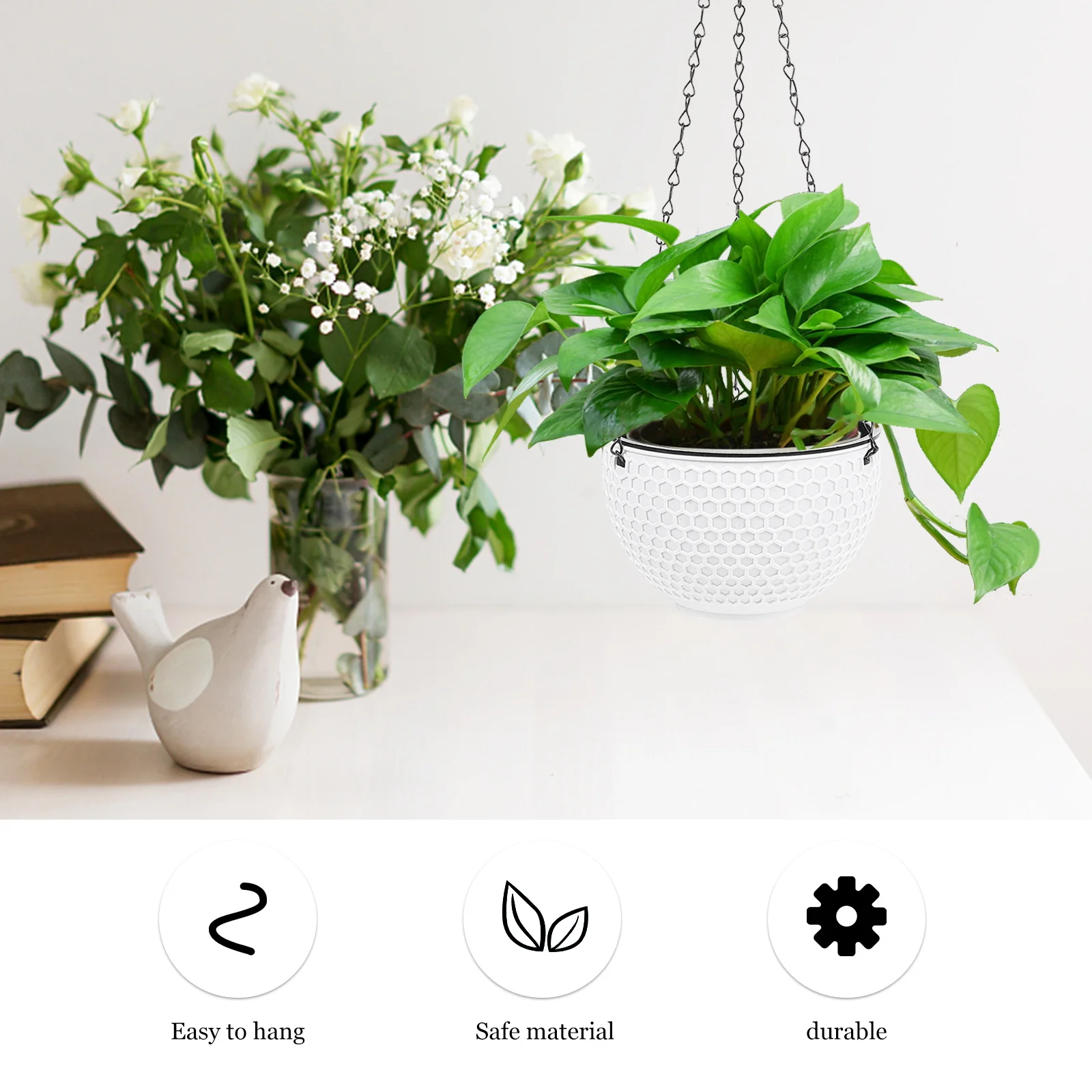 1Pcs Hanging Planter Plastic Flowerpot Chic Honeycomb Shape Suitable for Balcony Window Desk Home Office Decor Use
1Pcs Hanging Planter Plastic Flowerpot Chic Honeycomb Shape Suitable for Balcony Window Desk Home Office Decor Use