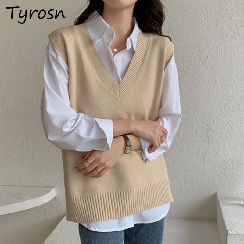 Sweater Vests Women Solid Preppy Style Simplicity All-match Temperament Design Casual Loose Korean Style Autumn Fashion Chic Ins
Sweater Vests Women Solid Preppy Style Simplicity All-match Temperament Design Casual Loose Korean Style Autumn Fashion Chic Ins