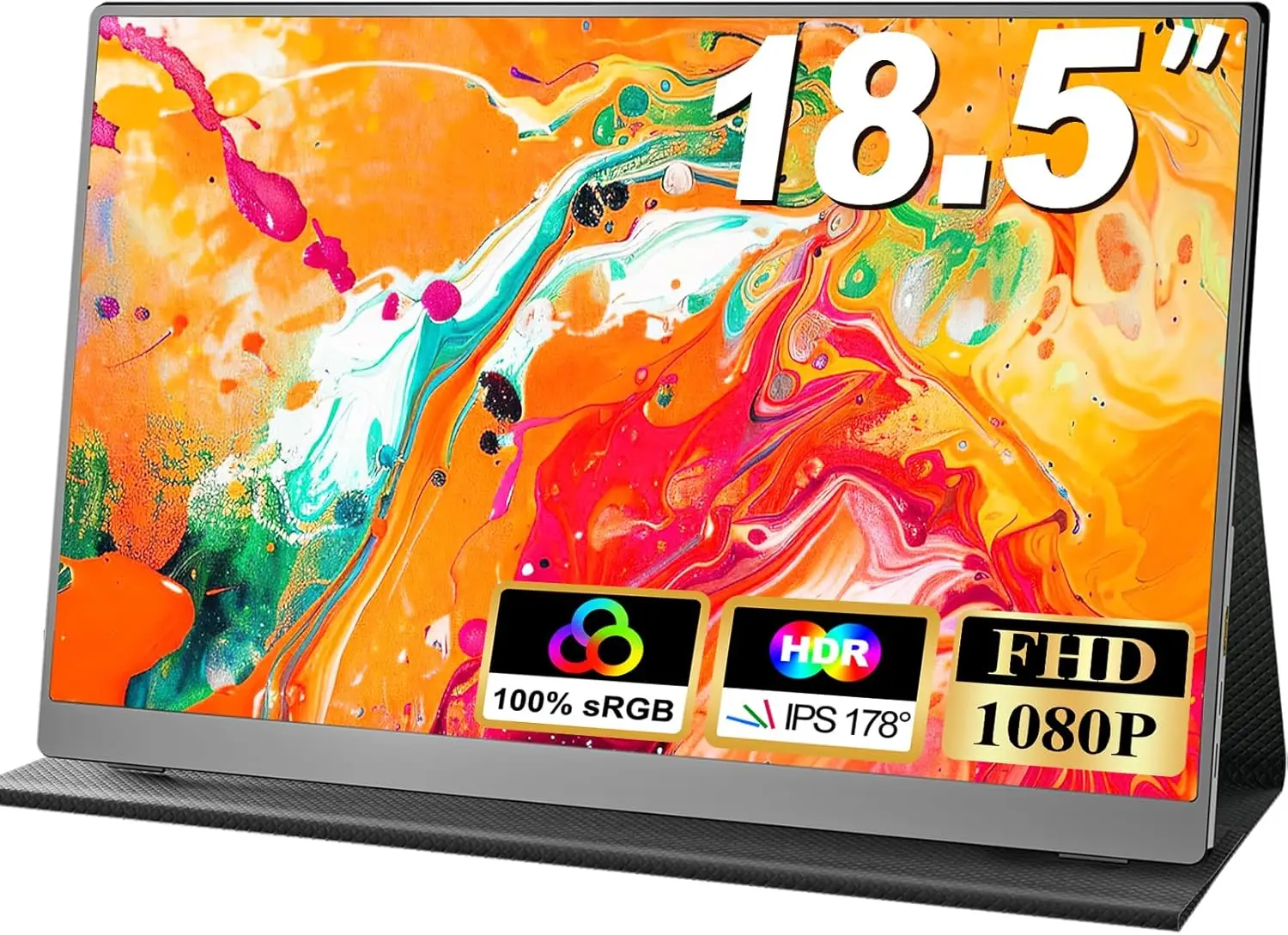 18,5-дюймовый портативный монитор 1080P FHD 120 Гц с USB-C и HDMI, второй экран для ноутбука с умным чехлом
18,5-дюймовый портативный монитор 1080P FHD 120 Гц с USB-C и HDMI, второй экран для ноутбука с умным чехлом