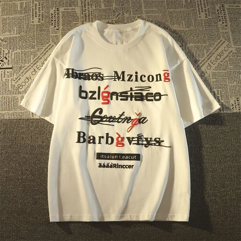 Motorcycle Short-Sleeved Men's and Women's Summer Retro Design Letter Print Loose Hong Kong Style Trendy Brand Couple Tops
Motorcycle Short-Sleeved Men's and Women's Summer Retro Design Letter Print Loose Hong Kong Style Trendy Brand Couple Tops