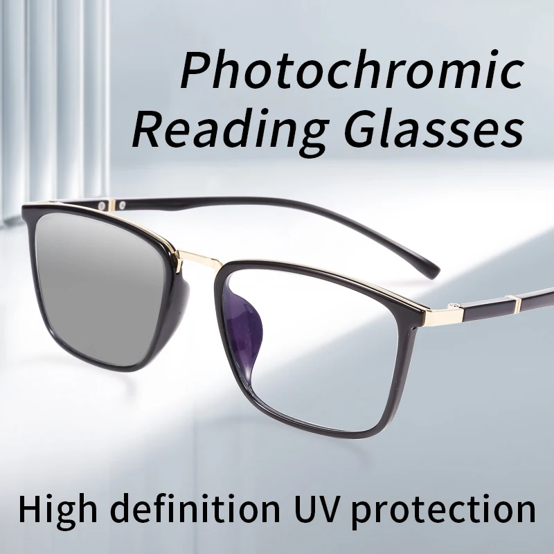 Фотохромные очки для чтения, солнцезащитные очки UV400 для мужчин, линзы с твердым и многослойным покрытием, очки для пресбиопии, увеличительные очки
Фотохромные очки для чтения, солнцезащитные очки UV400 для мужчин, линзы с твердым и многослойным покрытием, очки для пресбиопии, увеличительные очки