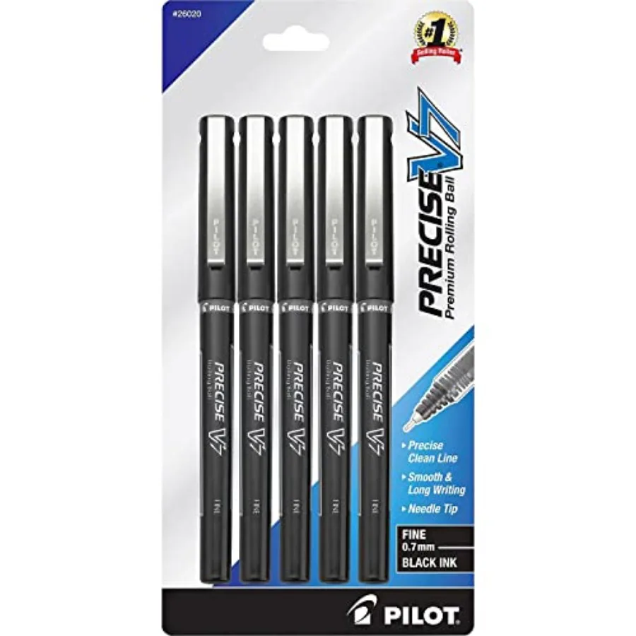 Precise V7, Capped Liquid Ink Rollerball Pens, Fine Point 0.7 mm, Ink Pens, Pack of 5 - Ideal for School, Journaling and Office
Precise V7, Capped Liquid Ink Rollerball Pens, Fine Point 0.7 mm, Ink Pens, Pack of 5 - Ideal for School, Journaling and Office