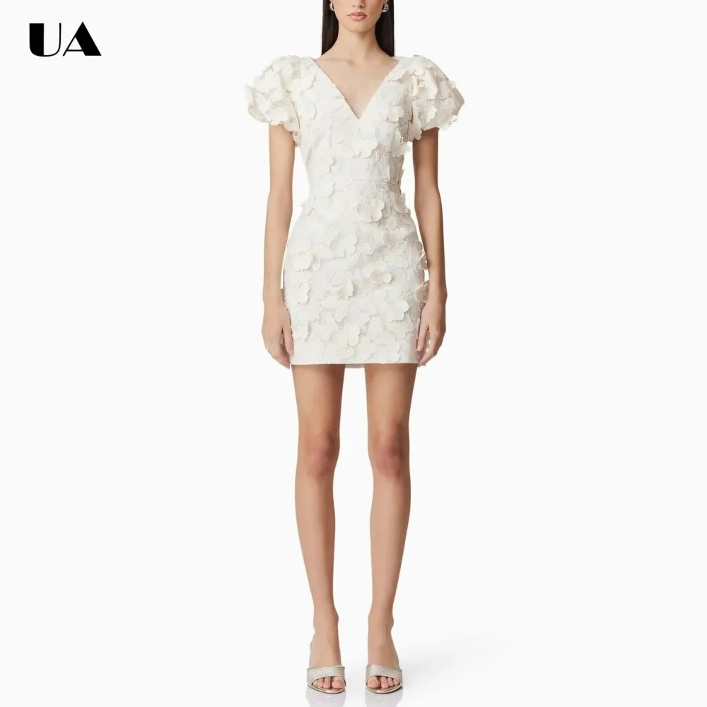 Summer New V-neck Puff Sleeve Mini Prom Dress, Trendy 3D Butterfly Short Dress for Woman, Fashionable Solid Cocktail Party Dress
Summer New V-neck Puff Sleeve Mini Prom Dress, Trendy 3D Butterfly Short Dress for Woman, Fashionable Solid Cocktail Party Dress