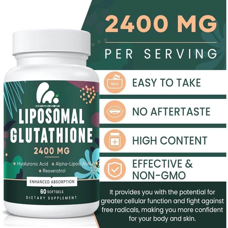 2400MG Liposomal Glutathione | Contains Hyaluronic Acid, Resveratrol Antioxidants, 60 Soft Capsules
2400MG Liposomal Glutathione | Contains Hyaluronic Acid, Resveratrol Antioxidants, 60 Soft Capsules