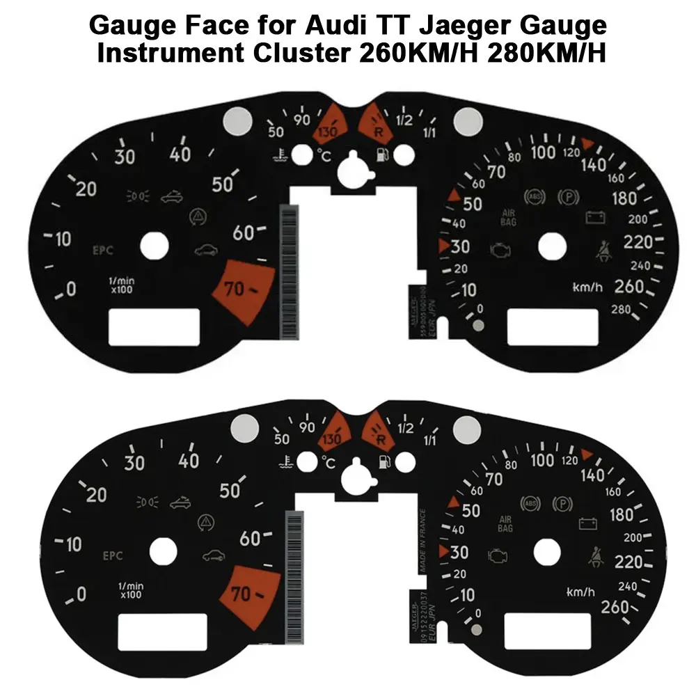260KM/H 280KM/H Gauge Face for Audi TT Jaeger Gauge Instrument Cluster
260KM/H 280KM/H Gauge Face for Audi TT Jaeger Gauge Instrument Cluster