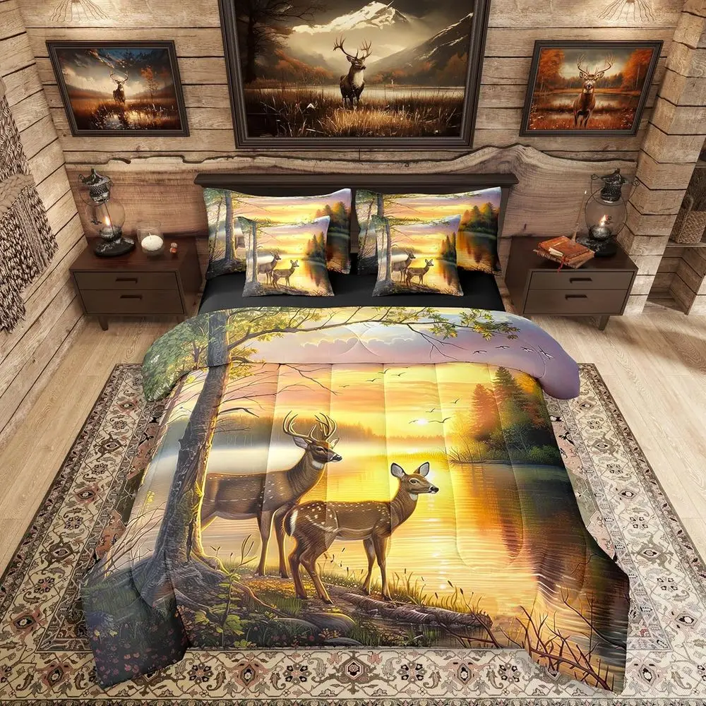 Woodland Hunting Themed 7-Piece Bedding Set for Men, Boys, and Adults - King Size Country Style Camo Wildlife Comforter with Bed
Woodland Hunting Themed 7-Piece Bedding Set for Men, Boys, and Adults - King Size Country Style Camo Wildlife Comforter with Bed
