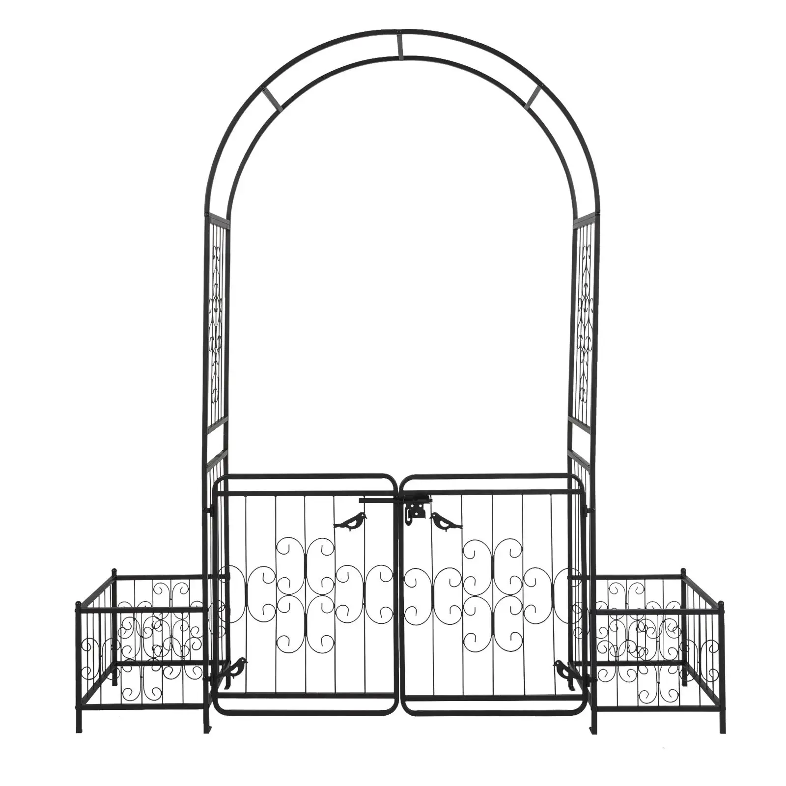Arc Top Iron Garden Arch with Door & Planting Frame - 198.5x50x219cm Black Garden Decor
Arc Top Iron Garden Arch with Door & Planting Frame - 198.5x50x219cm Black Garden Decor