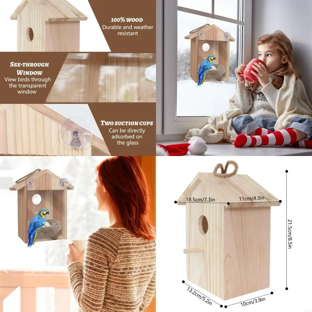 L74D Wooden Blue Birds Home Window Bird House for Outside Clear for Bird Watching
L74D Wooden Blue Birds Home Window Bird House for Outside Clear for Bird Watching