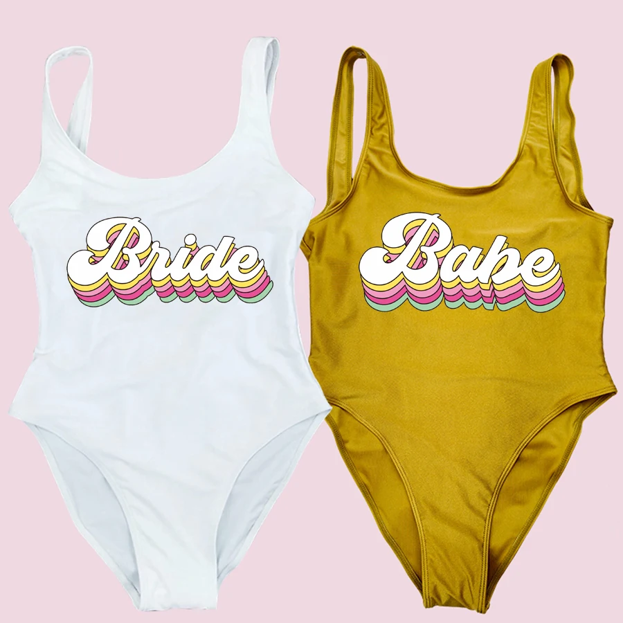 Bride Babe Sexy Swimwear Women Summer Swimsuit one-pieces Bathing Suit Bridal Party Beachwear Swimming Suit Wedding Bodysuit
Bride Babe Sexy Swimwear Women Summer Swimsuit one-pieces Bathing Suit Bridal Party Beachwear Swimming Suit Wedding Bodysuit