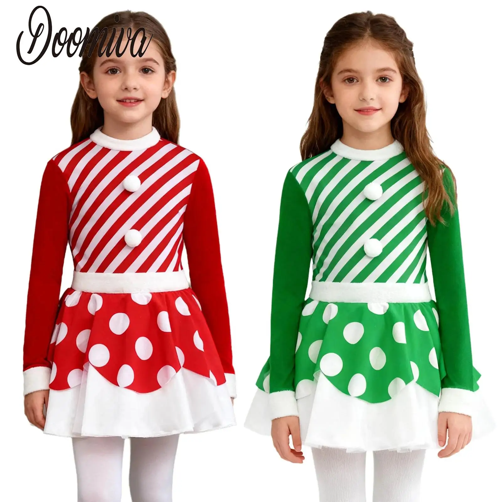 Girls Candy Cane Striped Santa Dress Christmas Holiday Costume Ballet Long Sleeve Pompom Zipper Tutu Dress with Built-In Briefs
Girls Candy Cane Striped Santa Dress Christmas Holiday Costume Ballet Long Sleeve Pompom Zipper Tutu Dress with Built-In Briefs