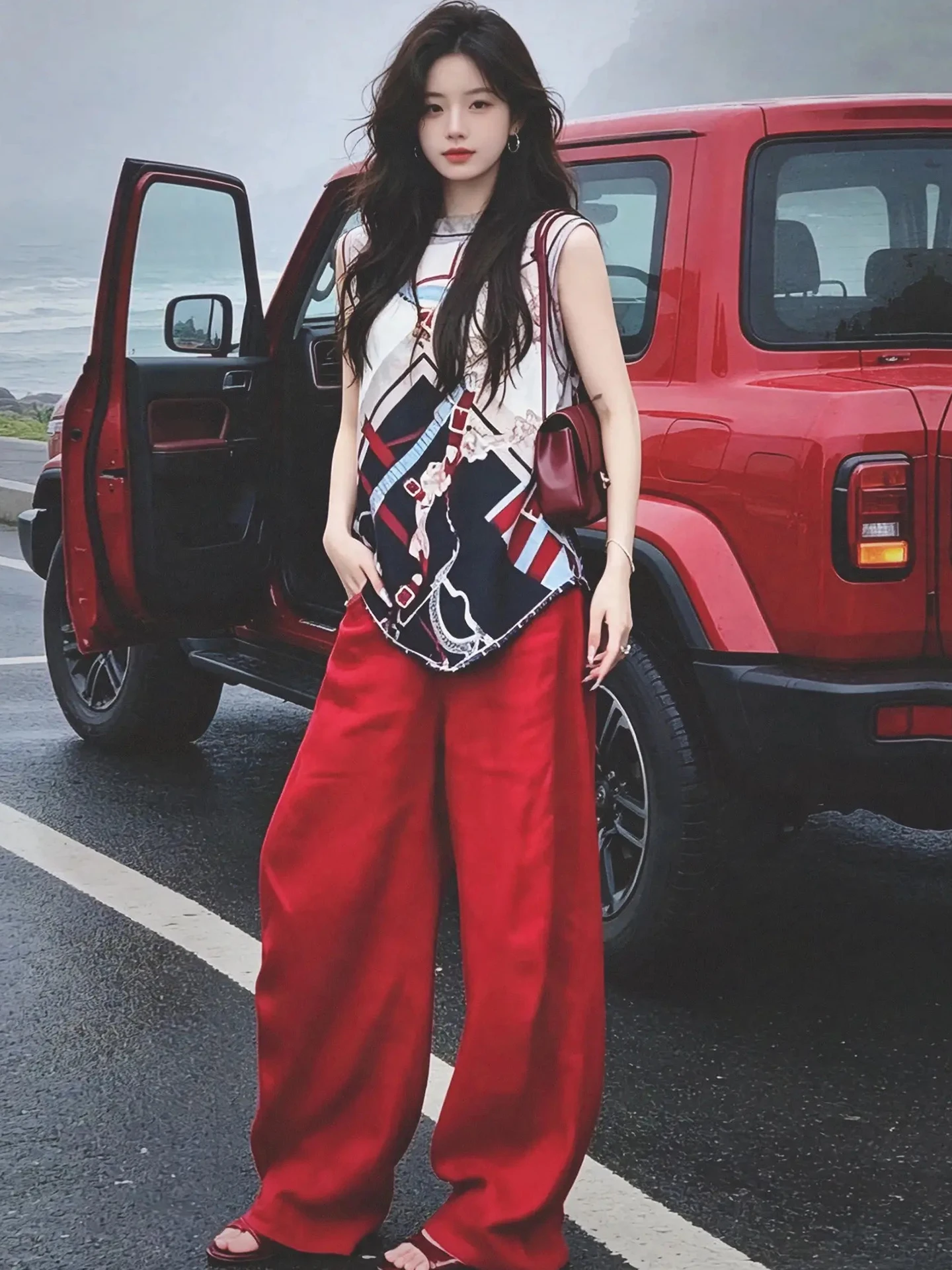 Summer 2026 Fashion Retro Print Sleeveless Vest Women's Slim Straight Leg Pants Elegant Two-Piece Set High Waist Casual Wear
Summer 2026 Fashion Retro Print Sleeveless Vest Women's Slim Straight Leg Pants Elegant Two-Piece Set High Waist Casual Wear