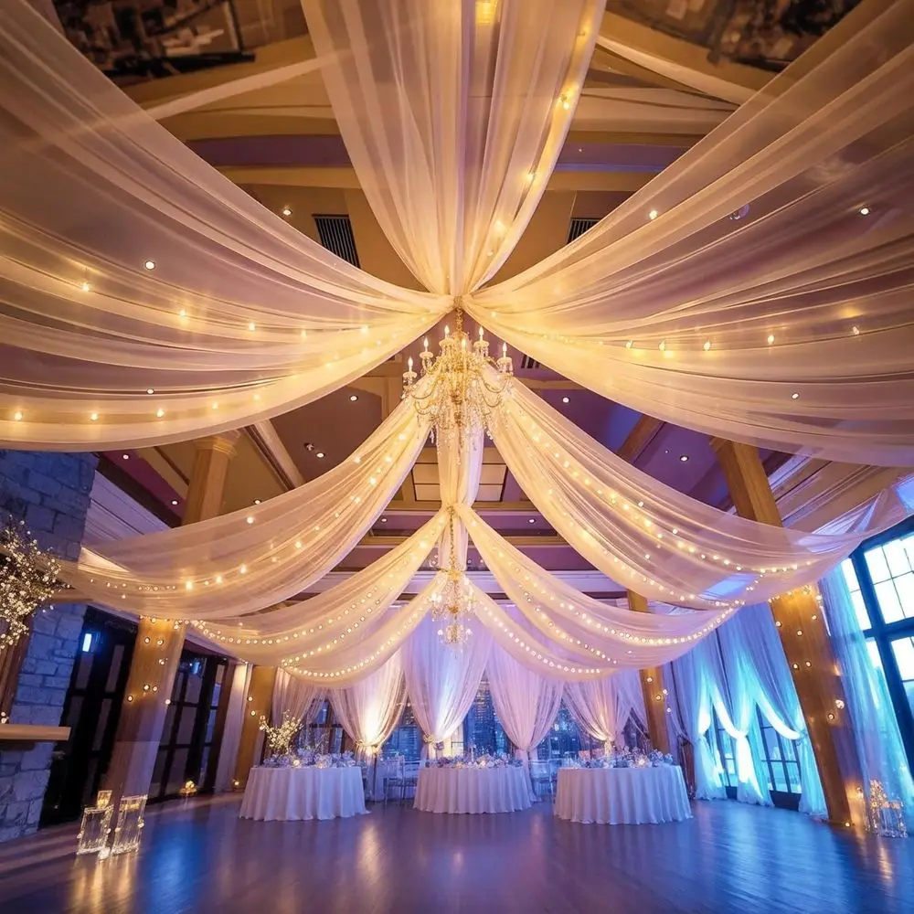 6 Panels Champagne Ceiling Drapes with Lights or Wedding 5tx20t Photo Backgrounds Sheer Curtains Drapery Decorations or Party Ce
6 Panels Champagne Ceiling Drapes with Lights or Wedding 5tx20t Photo Backgrounds Sheer Curtains Drapery Decorations or Party Ce