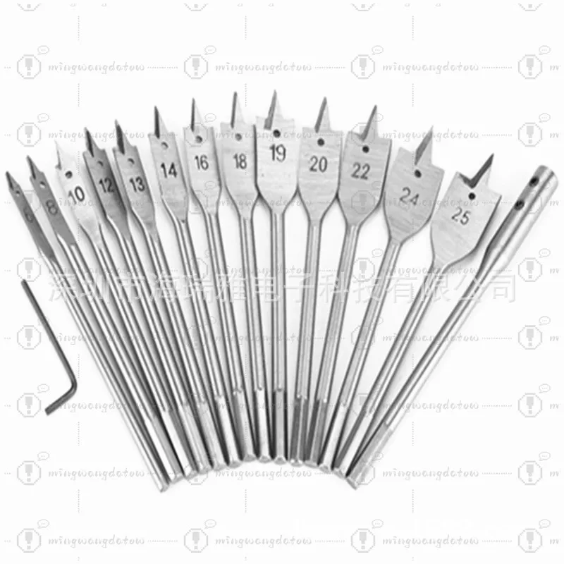 Wood Flat Drill Bit Set, 15PCS 6MM Hex Shank Spade Bits with Connecting Rod, Shovel Type Positioning Drill
Wood Flat Drill Bit Set, 15PCS 6MM Hex Shank Spade Bits with Connecting Rod, Shovel Type Positioning Drill