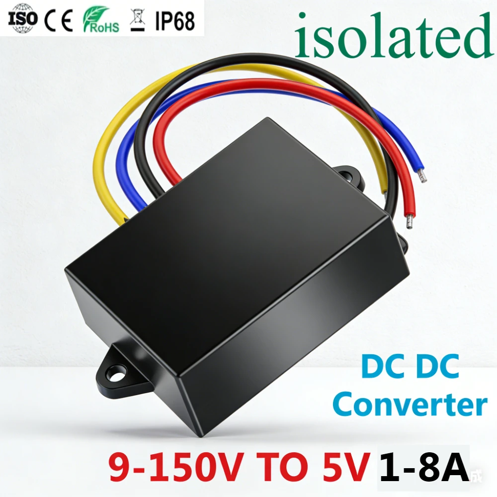 9-150V isolated power supply DC-DC converter 12V24V36V48V60V72V96V to 5V voltage regulator module Waterproof Dustproof CE
9-150V isolated power supply DC-DC converter 12V24V36V48V60V72V96V to 5V voltage regulator module Waterproof Dustproof CE