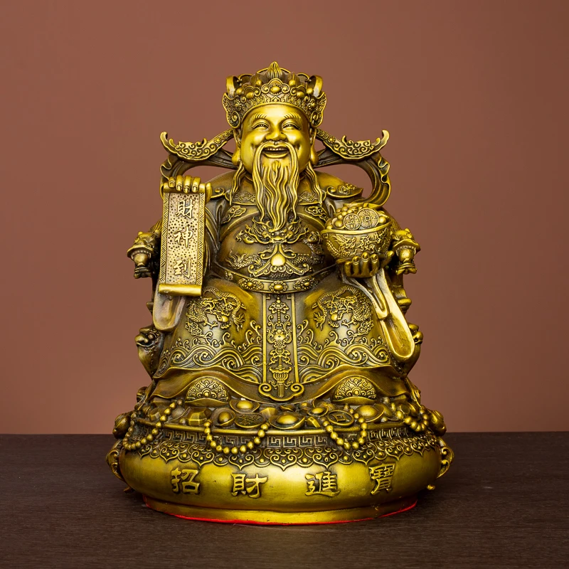 16"Collection Old Brass God of Wealth Arrives Yuanbao coins Treasure Bowl God of Wealth immortal Amass wealth Ornaments
16"Collection Old Brass God of Wealth Arrives Yuanbao coins Treasure Bowl God of Wealth immortal Amass wealth Ornaments