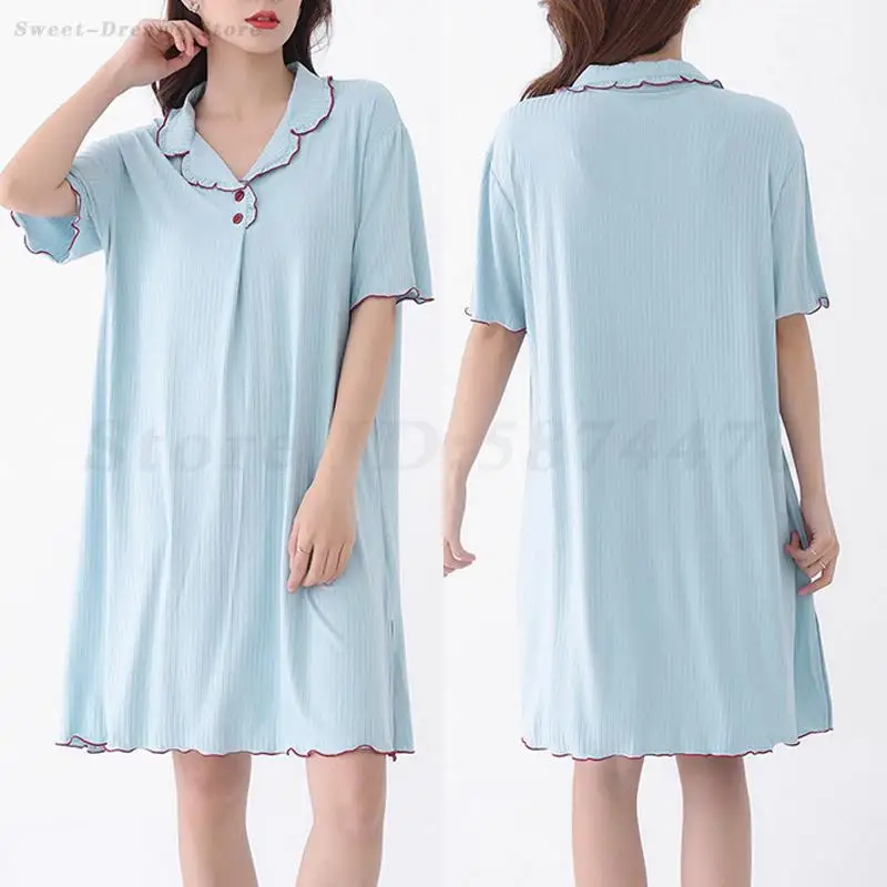Summer Short Sleeve Nightdress Lingerie Sleepwear Women Soft Modal Home Wear Sleepdress Loose Lapel Nightgown Loungewear
Summer Short Sleeve Nightdress Lingerie Sleepwear Women Soft Modal Home Wear Sleepdress Loose Lapel Nightgown Loungewear