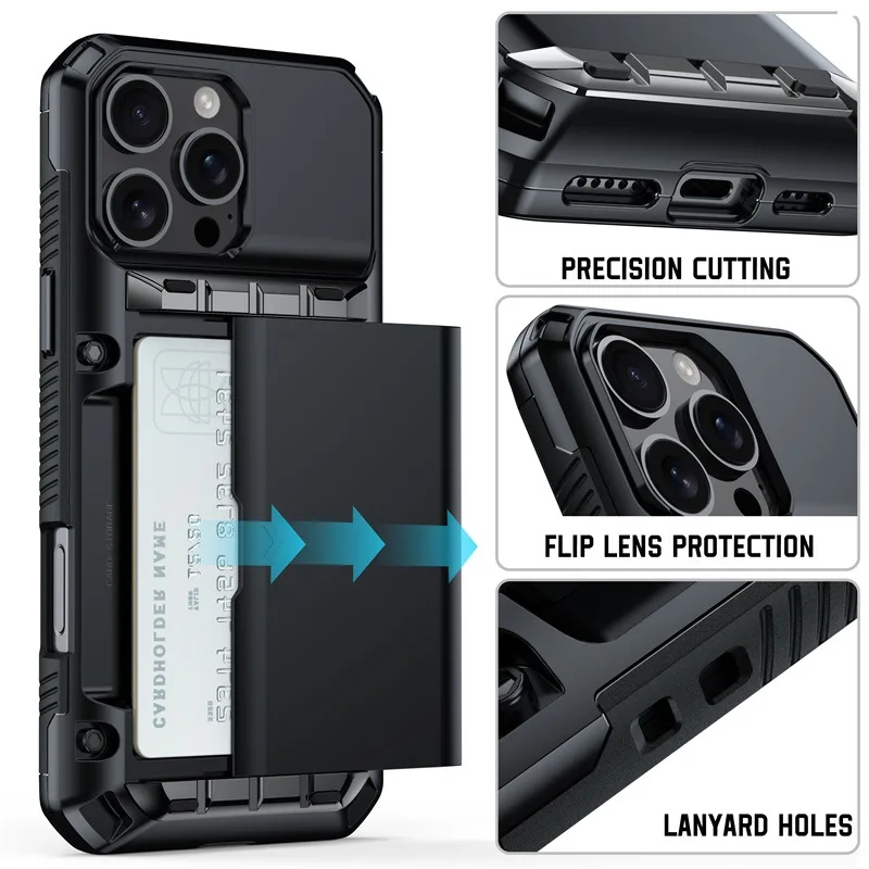 Shockproof Hidden Slide Card Holder Wallet Case for iPhone 16 Pro Max 15 14 13 12 17, Hybrid Heavy Duty Hard Phone Cover Funda
Shockproof Hidden Slide Card Holder Wallet Case for iPhone 16 Pro Max 15 14 13 12 17, Hybrid Heavy Duty Hard Phone Cover Funda