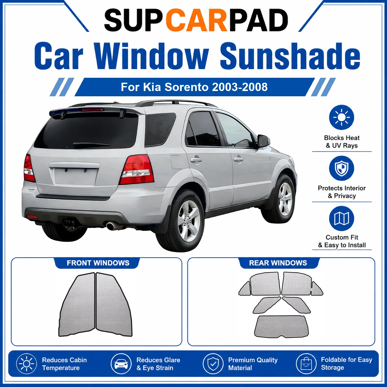 For Kia - Kia Sorento 2003-2008 Full Set Car Window Sunshades UV Block Privacy Heat Insulated Foldable Car Curtain
For Kia - Kia Sorento 2003-2008 Full Set Car Window Sunshades UV Block Privacy Heat Insulated Foldable Car Curtain