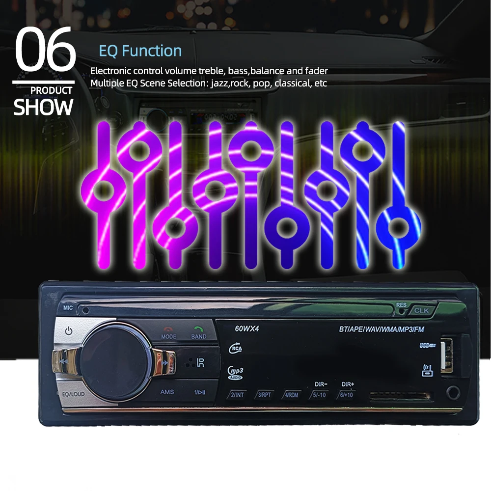 Single DIN Car MP3 Player 87.5-108MHz FM Radio 18 Preset Stations Clock Display
Single DIN Car MP3 Player 87.5-108MHz FM Radio 18 Preset Stations Clock Display