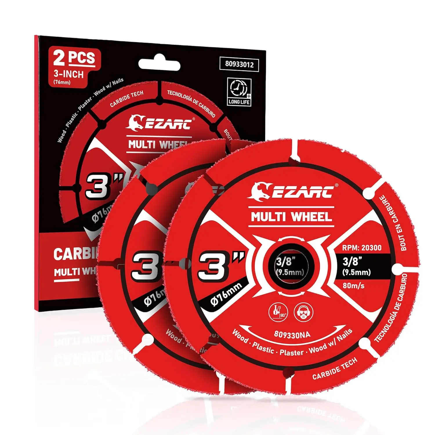 3 Inch Carbide Cut Off Wheels for Wood, Nail-Embedded Wood, Laminate, Plastic, Plaster, 2 Pack
3 Inch Carbide Cut Off Wheels for Wood, Nail-Embedded Wood, Laminate, Plastic, Plaster, 2 Pack