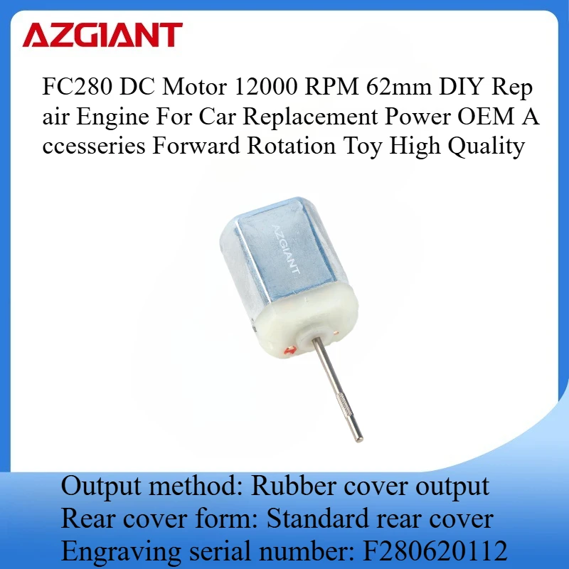 FC280 DC Motor 12000 RPM 62mm DIY Repair Engine For Car Replacement Power OEM Accesseries Forward Rotation Toy High Quality
FC280 DC Motor 12000 RPM 62mm DIY Repair Engine For Car Replacement Power OEM Accesseries Forward Rotation Toy High Quality