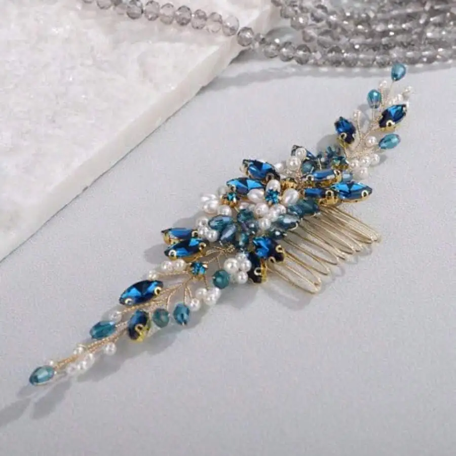 Bridal Blue Rhinestone Pearl Hair Comb For Wedding Party Prom Women Headpiece
Bridal Blue Rhinestone Pearl Hair Comb For Wedding Party Prom Women Headpiece