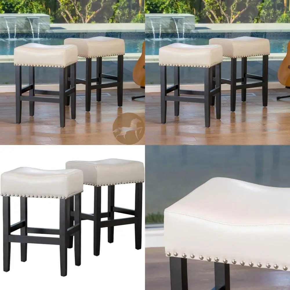 Ivory Leatherette 2-Piece Counter Stool Set
Ivory Leatherette 2-Piece Counter Stool Set