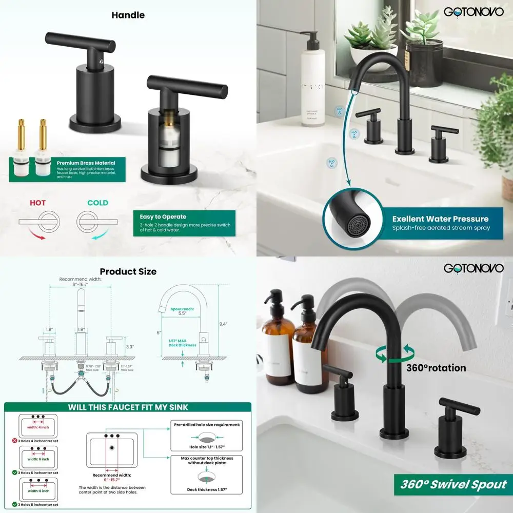 8 широко распространенных матовых черных смесителей для раковины в ванной комнате с 3 отверстиями, 2 ручками, выдвижным сливом и смесительными клапанами для горячей/холодной воды
8 широко распространенных матовых черных смесителей для раковины в ванной комнате с 3 отверстиями, 2 ручками, выдвижным сливом и смесительными клапанами для горячей/холодной воды