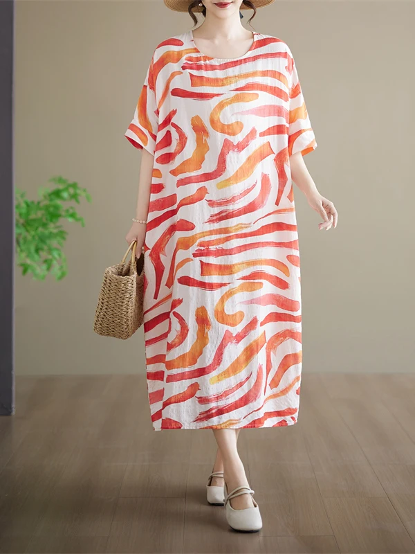 Loose Fit Summer Cotton Linen round Neck Short Sleeve Long Dress Thin Material Comfortable Skin-Friendly plus Size Slimming E...
Loose Fit Summer Cotton Linen round Neck Short Sleeve Long Dress Thin Material Comfortable Skin-Friendly plus Size Slimming E...
