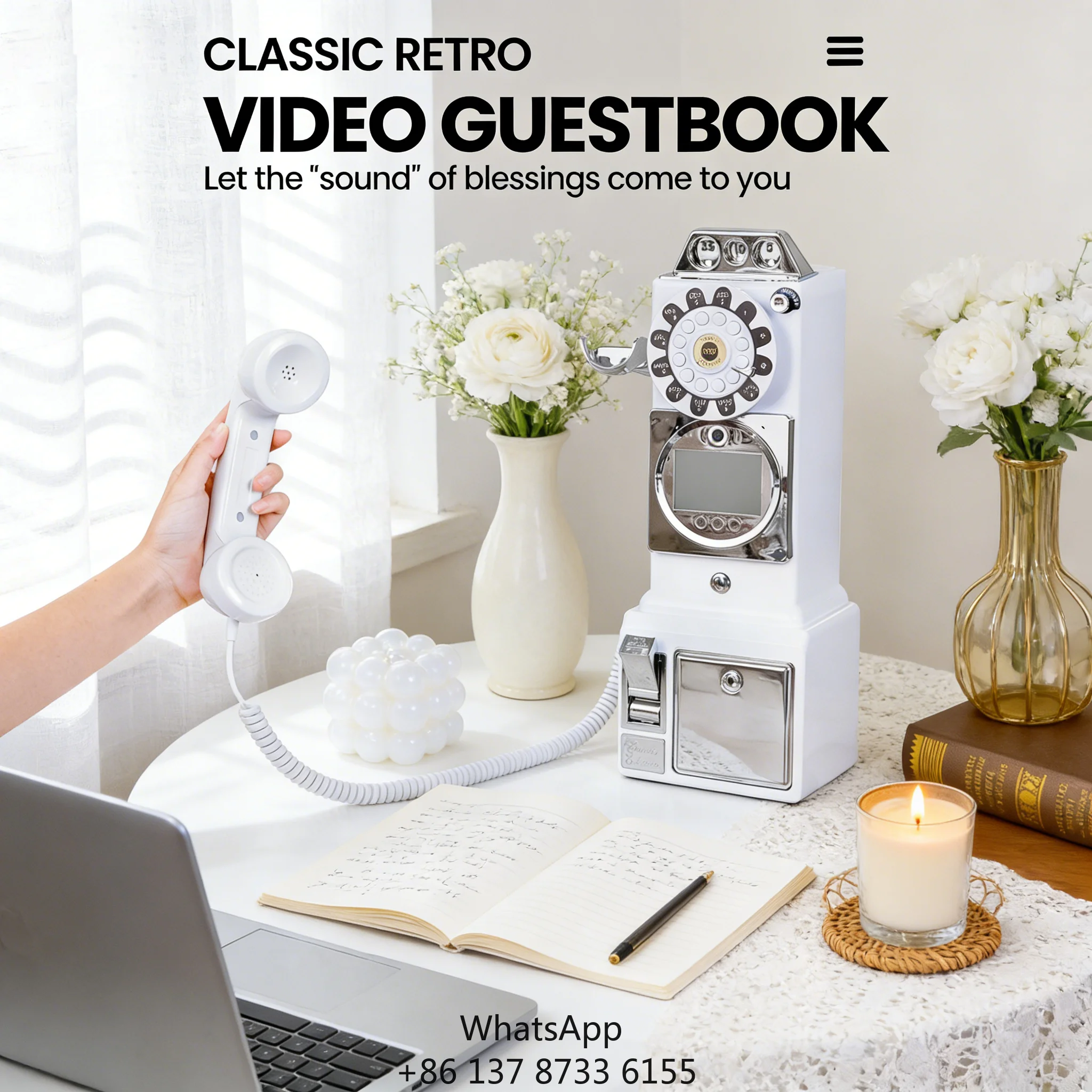 Newly Launched Retro Telephone Booth For Wedding Guests: Video Messages & Blessing Guest Book With Wired Photo Telephone
Newly Launched Retro Telephone Booth For Wedding Guests: Video Messages & Blessing Guest Book With Wired Photo Telephone