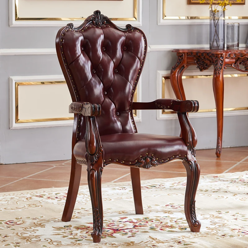 European solid wood adult chair old chair carved household American country special-shaped retro hotel dining chair with armrest
European solid wood adult chair old chair carved household American country special-shaped retro hotel dining chair with armrest