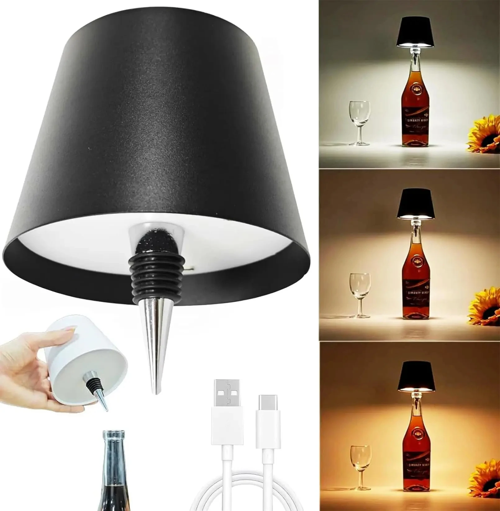 Type‑C Charging Dimmable LED Wine Bottle Light Wireless Touch Control Table Lamp For Bar Cafe Household Atmosphere Lighting
Type‑C Charging Dimmable LED Wine Bottle Light Wireless Touch Control Table Lamp For Bar Cafe Household Atmosphere Lighting