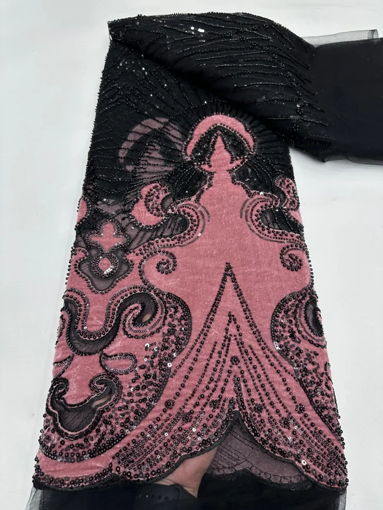 Newest Black Red African Velvet Beaded Lace Fabric 2026 France Nigeria Sequins Embroidery Lace Fabric For Wedding Dresses
Newest Black Red African Velvet Beaded Lace Fabric 2026 France Nigeria Sequins Embroidery Lace Fabric For Wedding Dresses
