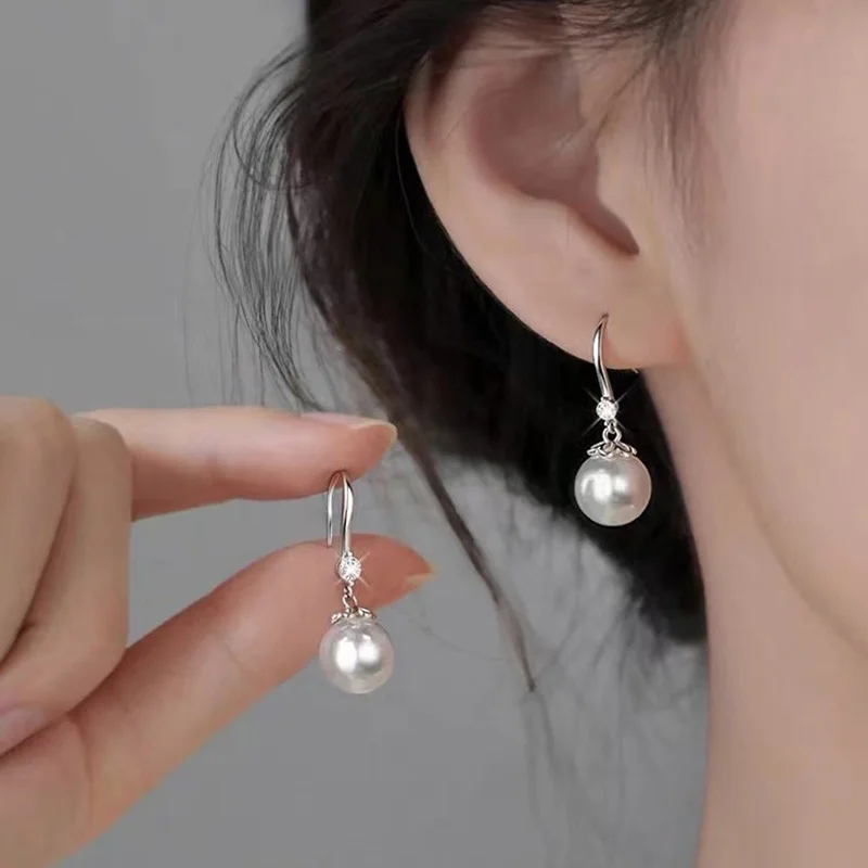925 Sterling Silver Pearl Zircon Pendant Drop Earrings For Women Classic Fine Jewelry Small Niche Design Advanced Accessories
925 Sterling Silver Pearl Zircon Pendant Drop Earrings For Women Classic Fine Jewelry Small Niche Design Advanced Accessories