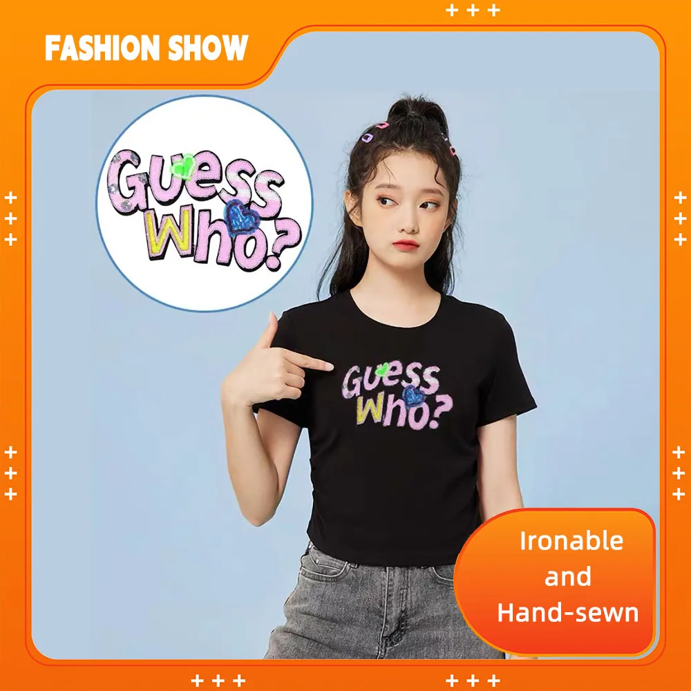 Цельные блестящие буквы Guesswho, модные тканевые наклейки, можно гладить, аксессуары «сделай сам», аксессуары, толстовки, рубашки, аксессуары для одежды
Цельные блестящие буквы Guesswho, модные тканевые наклейки, можно гладить, аксессуары «сделай сам», аксессуары, толстовки, рубашки, аксессуары для одежды