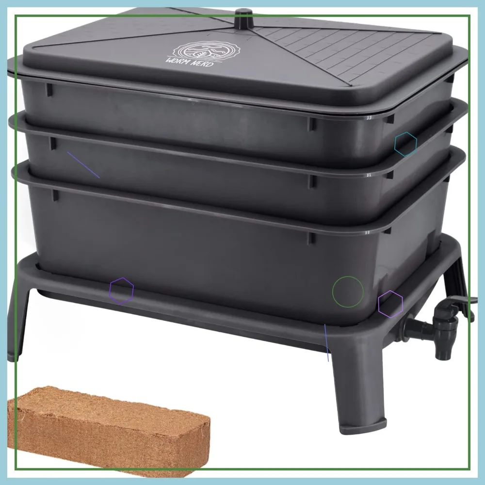 4-Tray Worm Composting Bin Kit with Coco Coir Brick for Recycling Food Waste, Worm Castings & Tea
4-Tray Worm Composting Bin Kit with Coco Coir Brick for Recycling Food Waste, Worm Castings & Tea