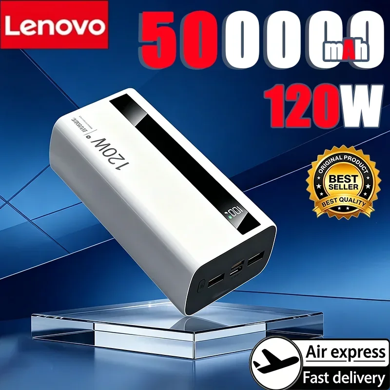Lenovo 500000mAh 120W Portable Power Bank Large Capacity Super Fast Charge External Battery For Xiaomi Iphone 2026New Lenovo 500000mAh 120W Portable Power Bank Large Capacity Super Fast Charge External Battery For Xiaomi Iphone 2026New