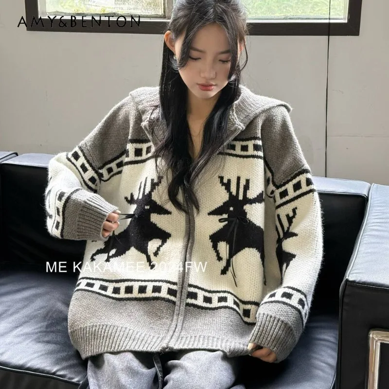 Winter Trend 2024 New American Retro Contrasting Cardigan Loose And Versatile Casual Warm Sweater Women's Long Sleeves Jumpers
Winter Trend 2024 New American Retro Contrasting Cardigan Loose And Versatile Casual Warm Sweater Women's Long Sleeves Jumpers
