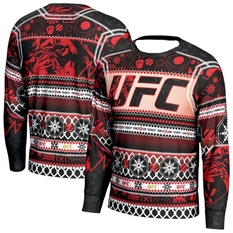 UFC модный мужской ProSphere черный Jon Jones 2025 праздничный свитер для мужчин и женщин MMA Fan с длинным рукавом осень/зима толстовка большого размера
UFC модный мужской ProSphere черный Jon Jones 2025 праздничный свитер для мужчин и женщин MMA Fan с длинным рукавом осень/зима толстовка большого размера