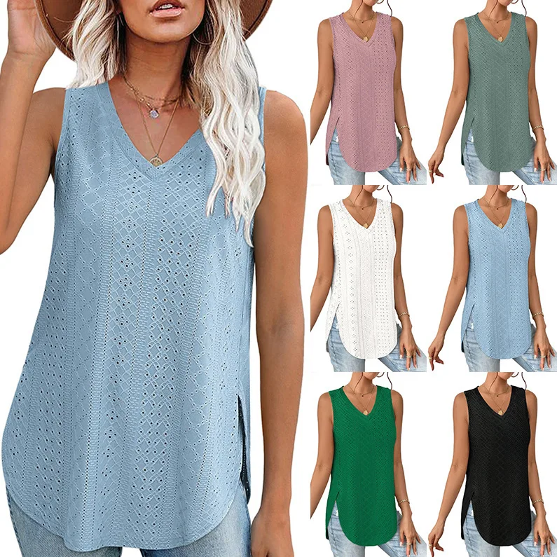 Europe and the United States spring and summer new fashion V-neck vest sleeveless eyelet jacquard top casual vest women
Europe and the United States spring and summer new fashion V-neck vest sleeveless eyelet jacquard top casual vest women