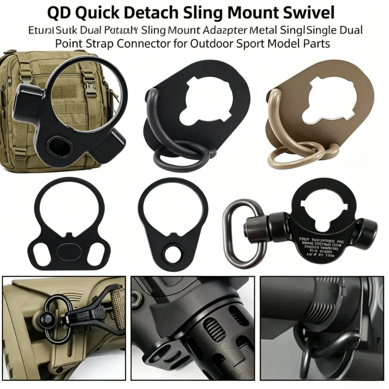 QD Quick Detach Sling Mount Swivel Adapter Metal Single Dual Point Strap Connector for Tactical Hunting Wargame Model Parts
QD Quick Detach Sling Mount Swivel Adapter Metal Single Dual Point Strap Connector for Tactical Hunting Wargame Model Parts