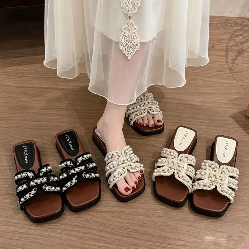 Korean Style Pearl Thick Heel Sandals Women's Summer Outdoor Wear Casual Slip-On Shoes Heightening Glue-Welded Rubber Sole
Korean Style Pearl Thick Heel Sandals Women's Summer Outdoor Wear Casual Slip-On Shoes Heightening Glue-Welded Rubber Sole