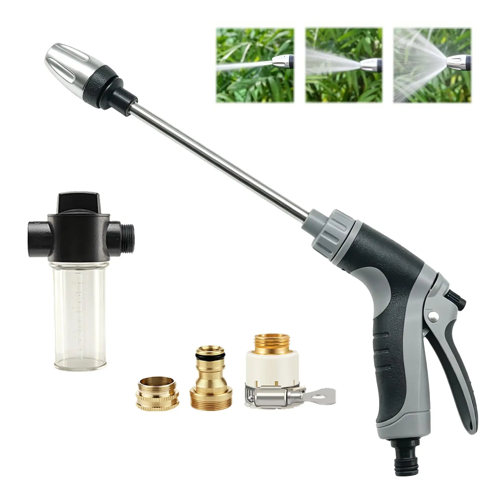 High-Pressure Garden Spray Gun With 3 Modes, Adjustable Nozzle For 3/4 Inch Hose, Includes Filter & Connectors
High-Pressure Garden Spray Gun With 3 Modes, Adjustable Nozzle For 3/4 Inch Hose, Includes Filter & Connectors